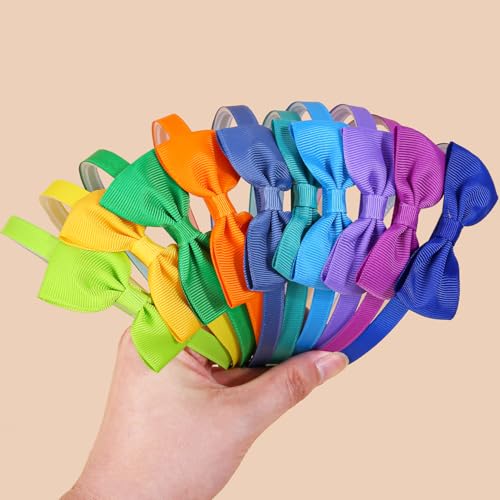 XIMA Bright Color Bow Headbands for Girls - 20 Pcs Grosgrain