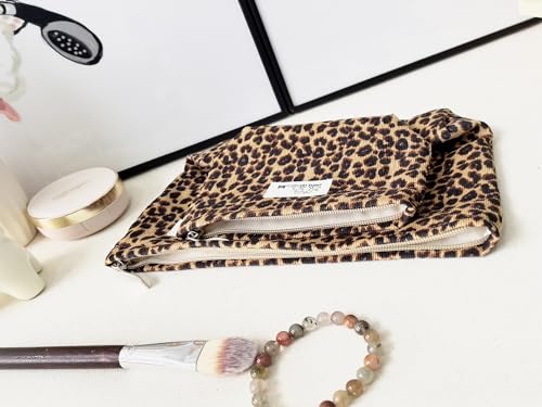 HAPPYHEIDI 2-Piece Makeup Bag Set - Travel Cosmetic Pouch in Leopard Print
