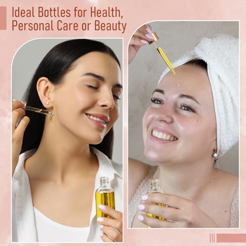 AOZITA 4-Pack 1oz Clear Glass Dropper Bottles with Funnel & Labels