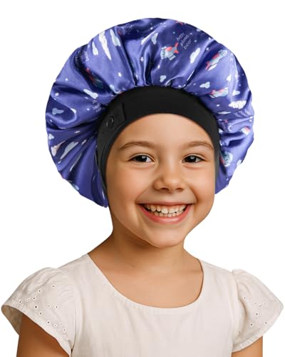 Kids Satin Bonnet with Adjustable Elastic Band for Natural Hair