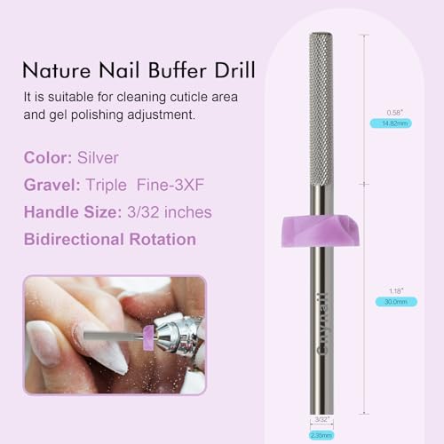 3/32" Tungsten Carbide Nail Drill Bit, Long Buffer Cuticle Cleaner Bit
