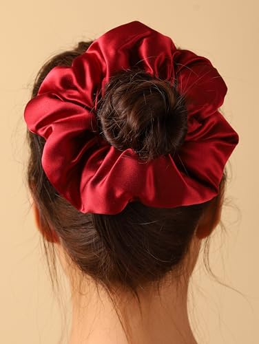 MINACHI Oversized Red Mulberry Silk Scrunchie - 6A Grade Hair Accessory