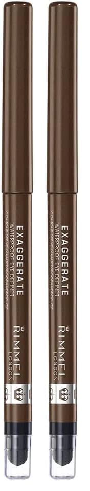 Rimmel London Exaggerate Waterproof Eyeliner - Rich Brown, Pack of 2