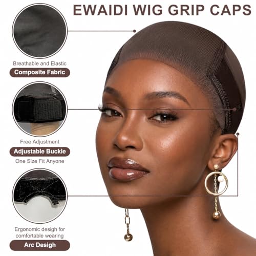 VITASHYNX Brown Wig Grip Cap for Glueless Wigs Adjustable Breathable Mesh