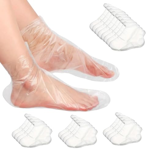 Disposable Plastic Moisturizing Foot Socks Pack of 200 - Leak-Proof, Size 12.2" x 6.7"