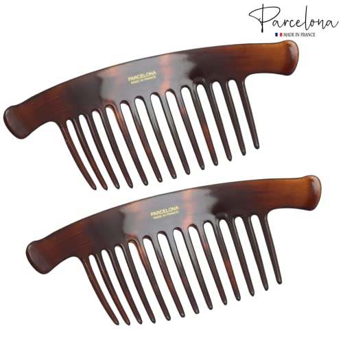 Parcelona Extra Large Tortoiseshell Hair Combs for Updos - 13 Teeth