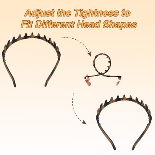 Lumitrail Tortoise & Black Silicone Non-Slip Headbands for Women, No Pain Hair Accessory