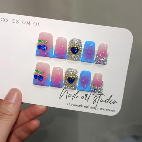 TENPAL Duckbill Press-On Nails, 3D Cherry Ombre Y2K Acrylic Nails