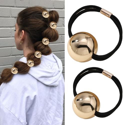 4PCS Gold Metal Hair Ties for Women & Girls - Non-Damaging, Stylish Ponytail Holders
