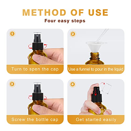 Small Amber Glass Spray Bottles 4 oz Pack,Fine Mist,Refillable