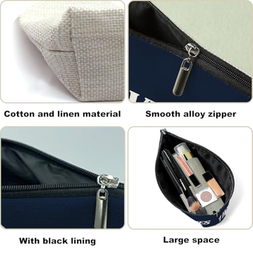 PQV Navy Blue Funny Makeup Bag for Women - Sarcastic Humor Travel Toiletry Pouch