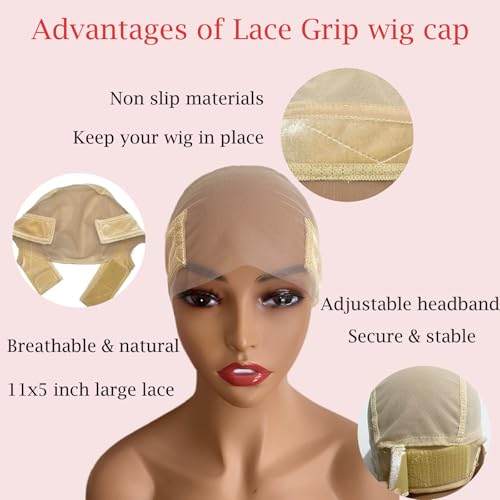 Prudenp Lace Wig Grip Cap with 11x5 Transparent Lace and Adjustable Band