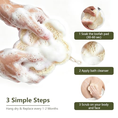 Egyptian Loofah Sponge Set - Gentle Exfoliating Bath Scrubbers (2 Pack)