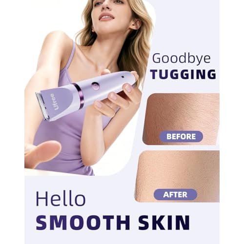 Ufree Bikini Trimmer Electric Razors for Women, Ceramic Blade Body Hair Trimmer, IPX7 Waterproof Rechargeable Lady Shaver, Personal Groomer for Legs & Pubic Hair, Gifts for Women, Purple