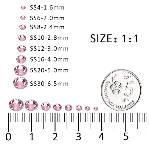 Light Pink Crystal Rhinestones SS16 - 1440Pcs Flatback Gems for Crafts
