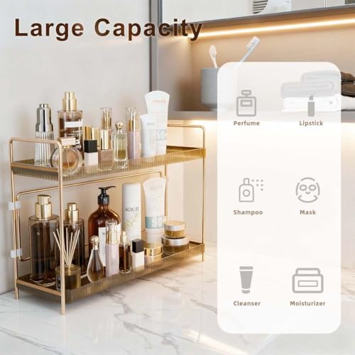 Leeda 2-Tier Bathroom Counter Shelf Organizer - Space-Saving Makeup & Skincare Rack