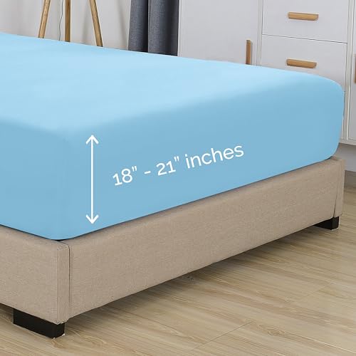 Elegant Comfort Twin XL Fitted Sheet - Extra Deep Pocket, Aqua