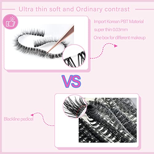 TRZLIFE DIY Eyelash Clusters - 72 Pcs Individual Lash Extensions, 10-14mm