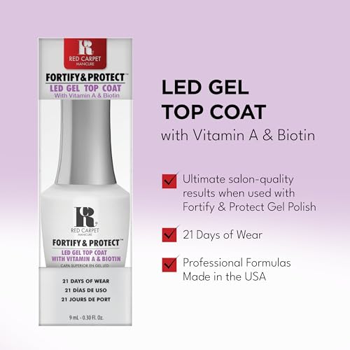 LED Gel Top Coat - RC Red Carpet Manicure, 9ml High-Shine Finish