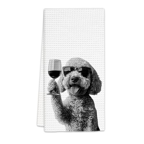 Goldendoodle Wine Kitchen Towels - Funny Decor for Dog Lovers