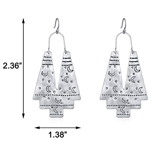 Zealmer Silver Geometric Drop Earrings for Women - 6.6cm Fan Shape Statement Jewelry