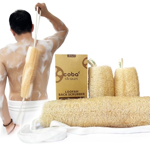Natural Loofah Back Scrubber & Exfoliating Sponge Set - Eco-Friendly