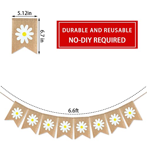 Burlap Daisy Banner Garland for Spring & Summer Parties