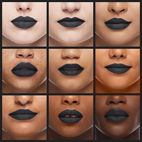 Rimmel Stay Matte Liquid Lip Color - Pitch Black, 12-Hour Kiss-Proof Formula