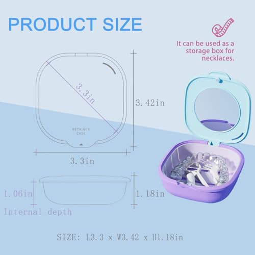 PUINVI Green Retainer Case with Mirror, Vent Holes & Magnetic Closure