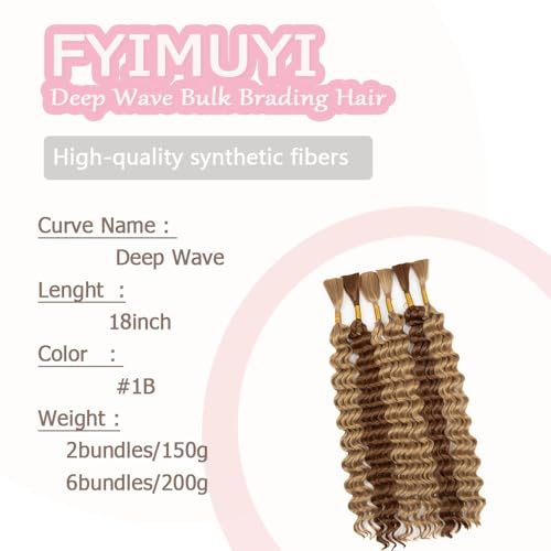 Deep Wave Bulk Braiding Hair - 18 Inch #27/30, 6 Bundles