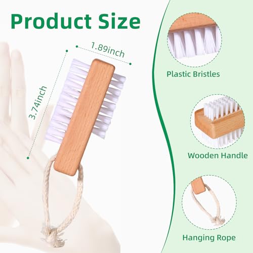 BONUMVITA 2-Pack Wooden Nail Brush with Hanging Rope