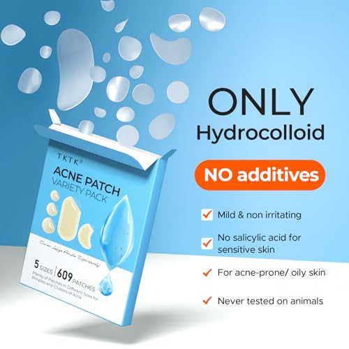 TKTK Hydrocolloid Pimple Patches - 609 Count Variety Pack for Acne Treatment