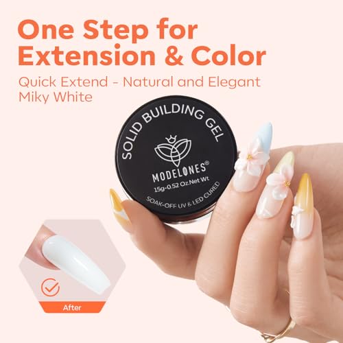 Modelones A1 Milky White Solid Nail Builder Gel 15g – 3D Sculpting Gel
