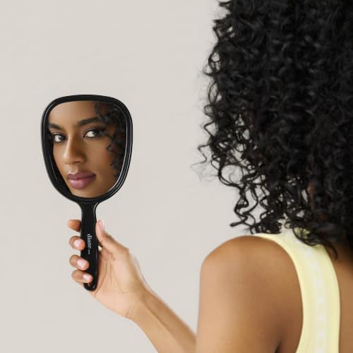 Diane Handheld Mirror with Handle - 1X Magnification, Black, 5x11 Inches
