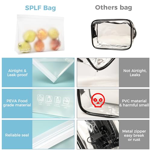 SPLF 4-Pack Leakproof Clear Toiletry Bags - TSA Approved Travel Set