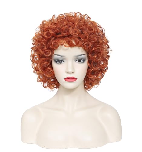 Short Curly Orange Afro Wig for 70s Disco Parties & Halloween