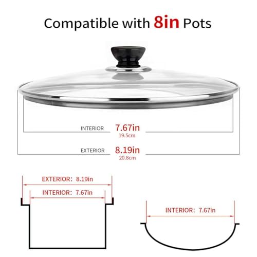 8-Inch Tempered Glass Pan Lid with Heat-Resistant Handle
