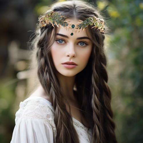Vivivalue Fairy Flower Crown Headband - Woodland Elven Floral Hair Wreath