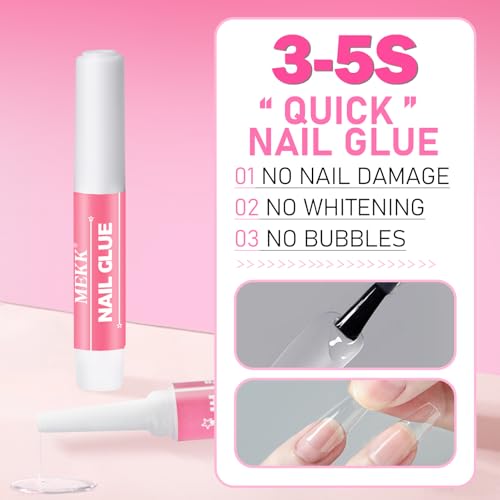 MEKK 24 Pcs Nail Glue for Press-Ons & Acrylic Tips, Super Strong & Fast-Drying
