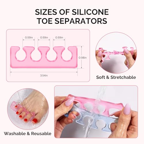 MelodySusie 6-Piece Silicone Toe Separators for Pedicure & Nail Polish