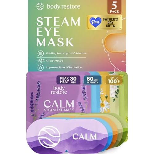Body Restore Heated Eye Mask for Dry Eyes 5 Pack ? Fathers Day Gift for Dad, Birthday Gifts for Women and Men, Self Heating Warm Compress, Relaxation ? Variety