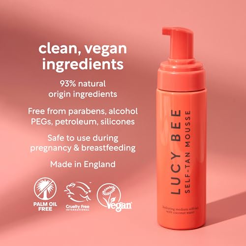 Lucy Bee Self Tan Mousse - Medium Natural Tan with Coconut Water, 6.76 fl oz - Vegan & Cruelty-Free