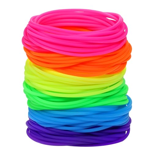 30 Pcs Retro Neon Silicone Hair Tie Bracelets for Adults