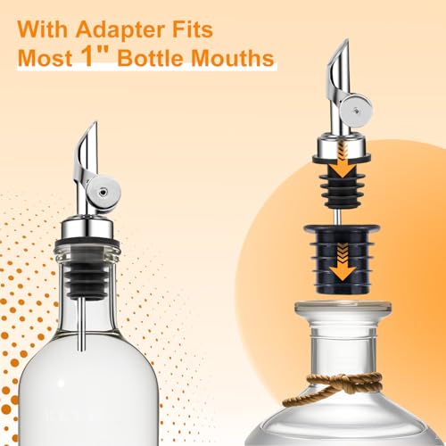 Stainless Steel Liquor Pourers with Automatic Flip Caps - 6 Pack