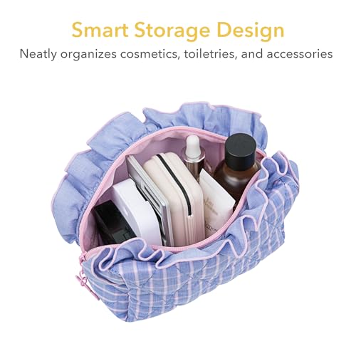 Sylune Frillie Quilted Ruffle Makeup Bag – Cute Travel Cosmetic Organizer