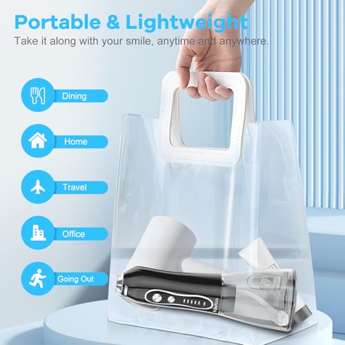 H2ofloss Portable Water Dental Flosser - Cordless Oral Irrigator, Black