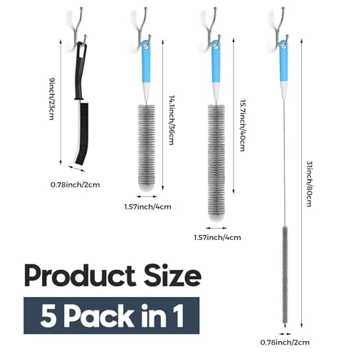 5-Piece Dryer Vent Cleaner Kit - Lint & Crevice Brush Set