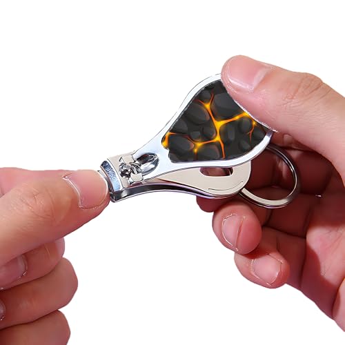 Muemigai Black Marble Keychain Nail Clipper Set with File - 2 Pack, Bag & Purse Charm