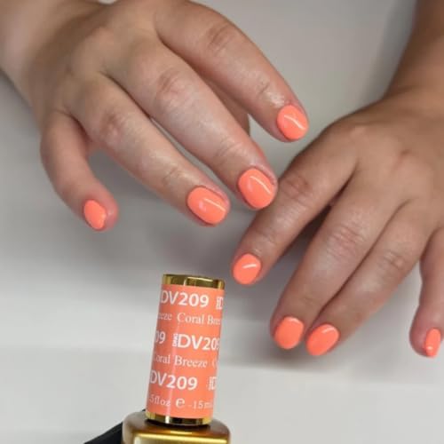 DND DIVA Coral Breeze Gel Nail Polish Duo | 0.5 Fl Oz | Chip-Free & Easy Soak Off