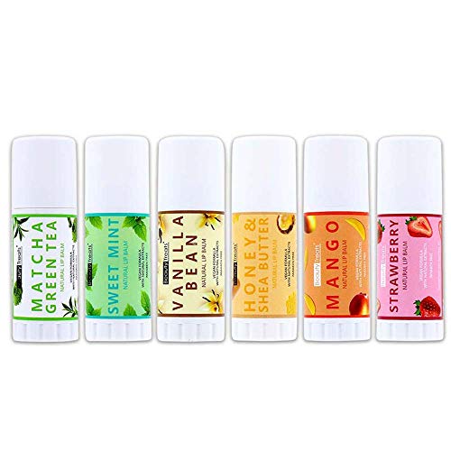Beauty Treats Natural Lip Balm Set with Honey Shea & Mint Flavors - 6 Pack